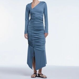 Dal The Label Modal Ruched Asymmetrical Midi Dress Size S